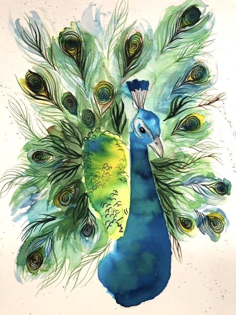 Peacock Drawing Watercolors, Peacock Watercolor Paintings, Watercolour Peacock, Peacock Feather Painting, Paint Swatch Art, Peacock Watercolor, Diwali Painting, Watercolor Peacock, Peacock Drawing