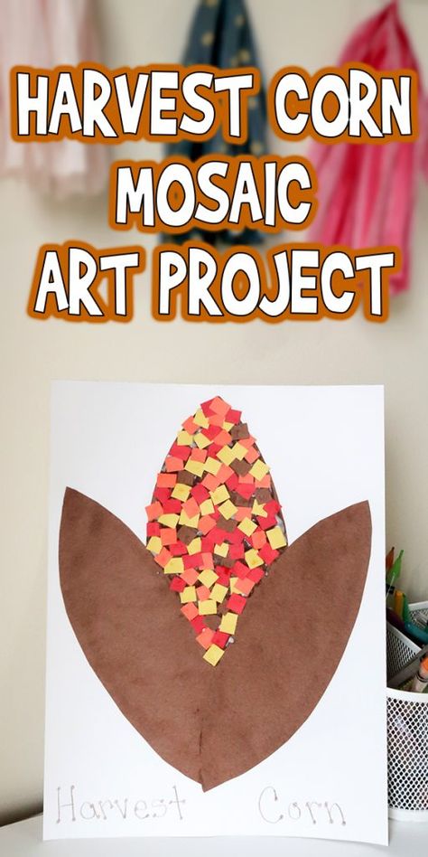 Harvest Corn Mosaic Art Project Preschool Activities Art, Harvest Preschool, Harvest Crafts For Kids, Easy Pumpkin Carving Patterns, Preschool Harvest, Halloween Bunco, Harvest Activities, Thanksgiving Art Projects, Harvest Crafts