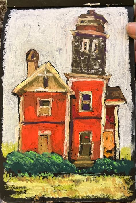 Oil Pastel Art Architecture, Drawing Inspo Oil Pastel, Oil Pastel House Drawing, Oil Pastel Buildings, Oil Pastel Architecture, Oil Pastel House, House Oil Pastel, Oil Pastels Ideas, Cottage Drawing