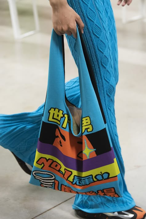 Angus Chiang, Cool Bags, Printed Leather Bag, Quirky Fashion, Knit Bottom, Novelty Bags, Creative Fashion, Fashion Item, Fashion Inspo Outfits