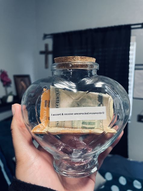 Manifesting Jar - Life of Loops Savings Jar Aesthetic, Money Jar Aesthetic, Manifestation Jar, Jar Aesthetic, Open To Receiving, Money Jar, Savings Jar, Money Jars, Money Book