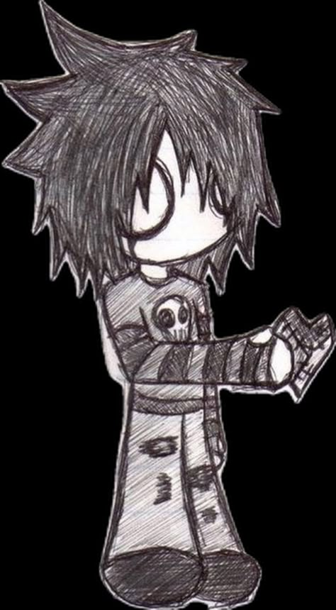 Emo Boy Drawing, Emo Drawing, Emo Cartoons, Color Pencil Drawings, Scene Emo Art, Scene Kid Art, Easy Graffiti Drawings, Skull Icon, Emo 2000s