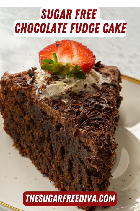 Sugar Free Low Carb Chocolate Cake, a delicious dessert recipe topped with chocolate frosting. Sugar Free, Gluten Free, Low Carb Keto. Read more at: https://thesugarfreediva.com/sugar-free-low-carb-chocolate-cake/ Sugar Free Londoner, Recipes With Stevia Desserts, Sugar Free Chocolate Cake Recipe, Cake For Diabetics Recipe, Sugar Free Desserts Easy 3 Ingredients, Sugar Free Cakes For Diabetics, Sugarfree Dessert Recipe, Sugar Free Thanksgiving Desserts, Sugar Free Ice Cream Cake