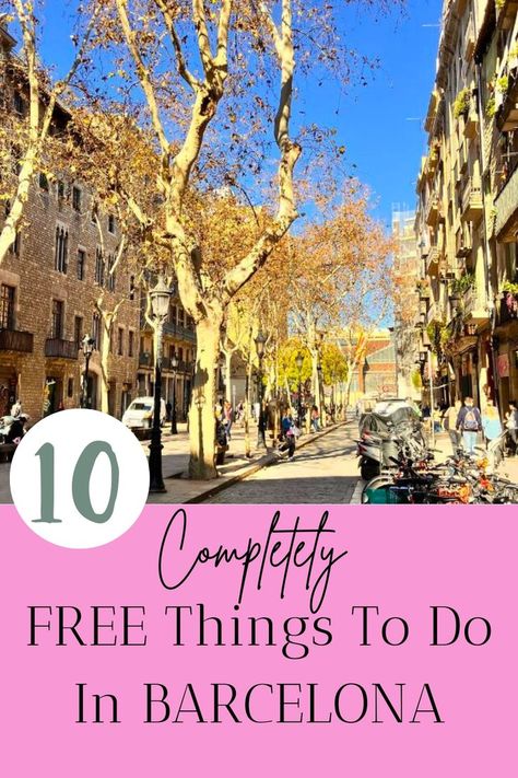 A sunny street scene in Barcelona, highlighting how to save money and enjoy Barcelona for less with free activities. Magic Fountain, Gaudi Architecture, Things To Do In Barcelona, To Do In Barcelona, Tapas Dishes, Trip To Spain, Gothic Quarter, Northern Spain, Tapas Bar