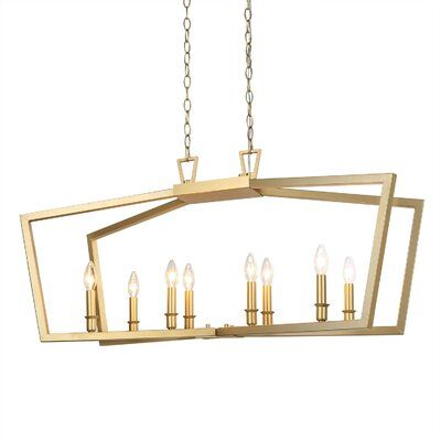 Everly Quinn Mcloughlin 8 - Light Geometric Chandelier | Wayfair Modern Contemporary Chandelier, Gold Light Fixture, Island Chandelier, Kitchen Island Chandelier, Wooden Chandelier, Modern Kitchen Island, Island Pendant Lights, Kitchen Island Lighting Pendant, World Decor