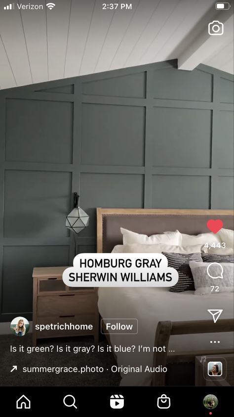 Homburg Gray Sherwin Williams, Homburg Gray, Gray Sherwin Williams, Upstate House, Sherwin Williams Gray, Basement Inspiration, House Color Palettes, Homburg, House Color