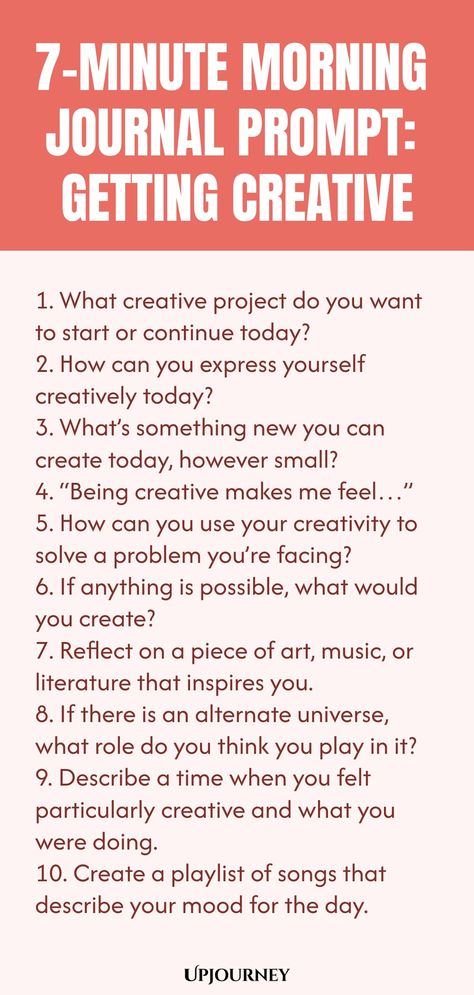 Looking to kickstart your creativity in the morning? Try this 7-Minute Morning Journal Prompt! It's a simple yet effective way to get those creative juices flowing and set a positive tone for your day. Whether you're an artist, writer, or simply looking to think outside the box, this exercise can help inspire fresh ideas and perspectives. Get ready to tap into your creativity and make the most of each day with this quick and easy journal prompt. Start your day on a creative note! Easy Journal, Work Etiquette, Psychology Terms, Morning Journal Prompts, Relationship Quizzes, Digging Deeper, Morning Journal, Journal Questions, Journal Inspiration Writing