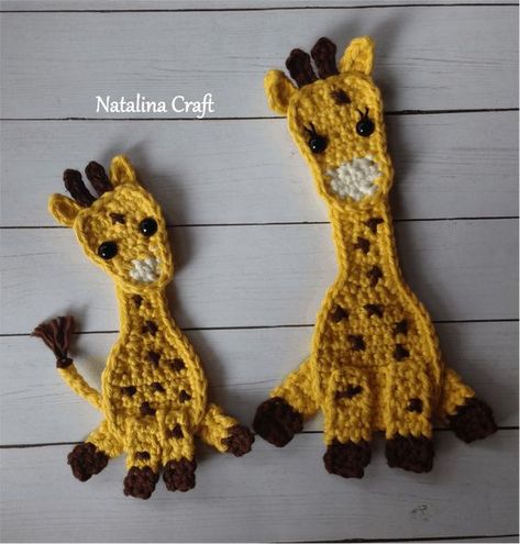 Free crochet pattern: Crochet Giraffe Appliques - Natalina Craft Crochet Giraffe Pattern, Crochet Elephant Pattern, Crochet Giraffe, Crochet Applique Patterns Free, Elephant Applique, Crochet Fish, Giraffe Crochet, Giraffe Pattern, Crochet Animals Free Patterns