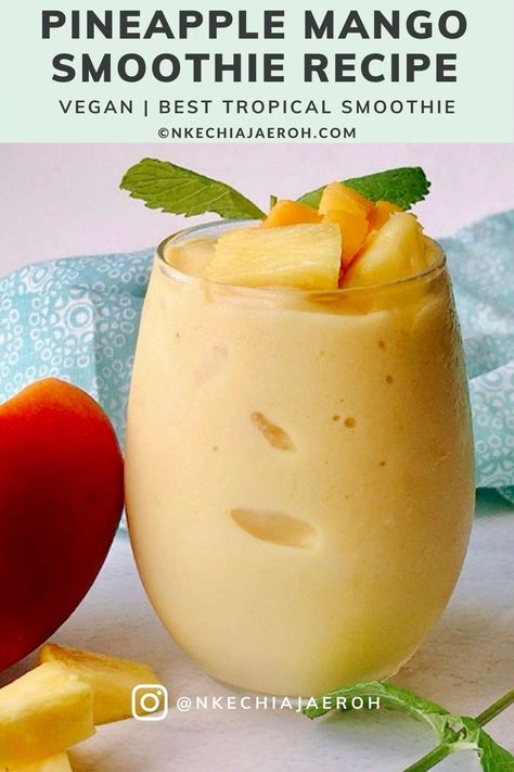 Smoothies With Mango Recipes, Pinapple Smoothie Recipes Healthy, Dnd Cookbook, Mango Magic Tropical Smoothie Recipe, Pineapple Mango Smoothie, Chia Drink, Peach Mango Smoothie, Mango Smoothie Recipe, Tropical Smoothie Recipes