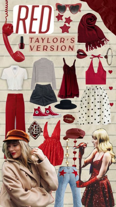 #taylorswift #red #redtaylorswift #redtaylorsverison #redalbum #redaesthetic #theerastour #theerastouroutfitideas #therastourtaylorswift Red Tv Aesthetic Outfits, Red Tv Outfits, Red Inspired Outfits Taylor Swift, Red Taylor Swift Aesthetic Outfits, Taylor Swift Red Outfit Ideas, Red Era Taylor Swift Outfit, Taylor Red Era, Red Era Aesthetic, Red Taylor Swift Outfit