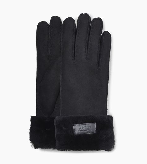 Turn Cuff Glove Ugg Gloves, Ugg Store, Sheepskin Gloves, Black Uggs, Black Leather Gloves, Sheepskin Boots, Black Gloves, High Leg Boots, Leather Patches