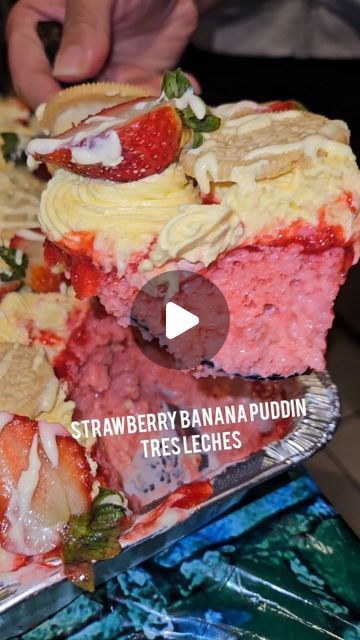 TREATED ROYAL-NO DMS 🛑 on Instagram: "THEE STRAWBERRY BANANA PUDDIN TRES LECHES CAKE THE Lii WAY! HAVE A GREAT REST OF YOUR EVENING ALL! XOXO #Lii 💋🥰❤️ #tresleches #strawberry #bananapuddin" Strawberry Banana Cake, Strawberry Banana Pudding Recipe, Strawberry Banana Cakes, Tres Leches Cake Recipe, Tres Leches Cake, Tres Leches, Different Cakes, Strawberry Banana, Sugar Free Desserts