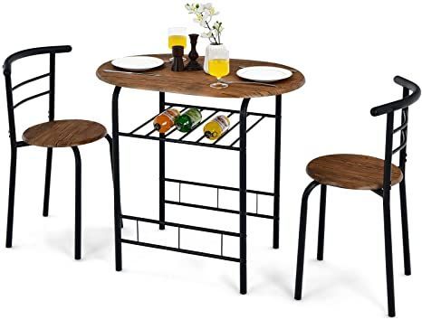 Built In Wine Rack, Modern Table Setting, Bistro Table Set, 3 Piece Dining Set, Table Bistrot, Bar Table Sets, Kitchen Dining Sets, Small Dining Table, Kitchen Table Settings