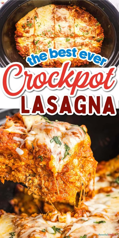 Enjoy the classic flavors of lasagna with the convenience of your Crock-Pot. This simple recipe combines flavorful meat sauce, creamy cheese layers, and tender noodles, making it a family favorite. Perfect for busy nights or feeding a crowd. #CheerfulCook #CrockPotRecipes #EasyDinners #ComfortFood #Lasagna #CrockpotLasagna #slowcooker ♡ cheerfulcook.com Easy Crockpot Lasagna Recipe, Easy Crockpot Lasagna, Crockpot Lasagna Recipe, Pot Lasagna Recipe, Lasagna Recipe Slow Cooker, Crockpot Lasagna Easy, Crock Pot Lasagna, Lasagna Easy, Crockpot Foods