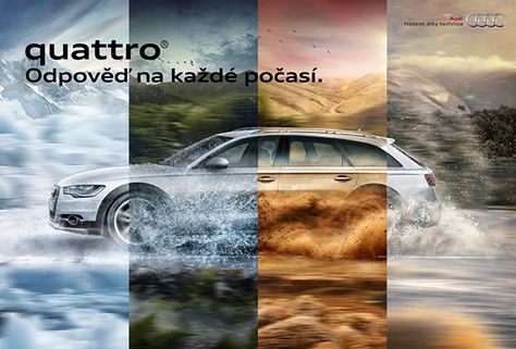 Audi Quattro on Behance Car Ads Design, Oil Ads, Person Eating, Car Print Ads, Print Campaign, Car Banner, Car Advertising Design, Bg Design, Ad Car