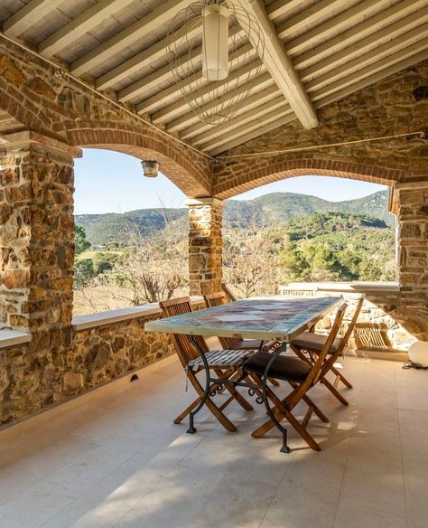 This beautiful luxury villa near the Tuscan coast has⁠ - 500 sqm with annex⁠ - swimming pool⁠ - 7 hectares of land with 200 olive trees⁠ - great views⁠ - very desirable location⁠ - proximity to the coast⁠   #tuscany #villa #farmhouse #rustic #house #tuscan #forsale #property #realestate #luxury #luxurypropertyforsale #homedecor #dreamhome #originalfeatures #architecture #inspo #alfresco #outdoorspaces #outdoordining #terrace #terrazza Farmhouse With Land, Villa Farmhouse, Tuscan Coast, Stone Terrace, External Staircase, Wooden Window Frames, Large Hallway, Tuscany Villa, Stone Farmhouse