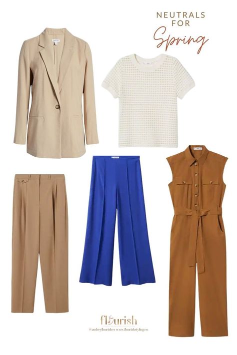 Here are a few of our favorite neutral color finds for Springs! True Spring Palette, Ann Taylor Outfit, Warm Spring Color Palette, True Spring Color Palette, Light Spring Palette, Warm Spring Outfits, Light Spring Color Palette, True Spring Colors, Light Spring Colors