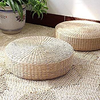 MAHAO Japanese Style Handcrafted Eco-friendly Padded Knitted Straw Flat Seat Cushion,Hand Woven Tatami Floor Cushion Corn Maize Husk (Dia40cm/15.8" x 10cm/4") Beach Picnic Ideas, Tatami Futon, Elegant Coastal Decor, Floor Seating Living Room, Futon Cushions, Tatami Floor, Sitting Cushion, Yoga Cushions, Coastal Style Decorating