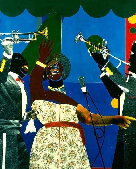 Romare Bearden, Showtime Arte Jazz, Romare Bearden, Sonia Delaunay, Jazz Art, Jazz Artists, America Art, Collage Artists, I Love Music, Year 1