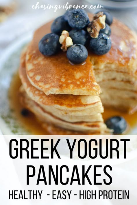 Greek Yogurt Pancakes Healthy, Yogurt Pancakes Healthy, Greek Yogurt Pancakes, Homemade Pancake Recipe, Yogurt Pancakes, Greek Yogurt Recipes, Homemade Pancakes, Pancakes Easy, Yogurt Recipes