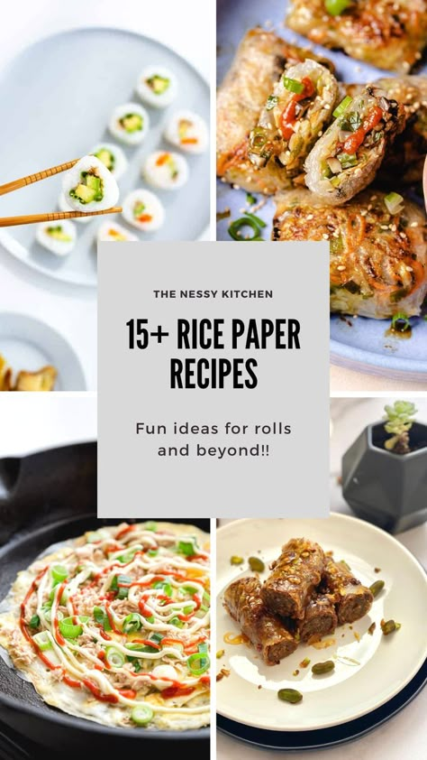 What To Do With Spring Roll Wrappers, Summer Roll Ideas, Teriyaki Chicken Rice Paper Rolls, Recipes That Use Rice Paper, Spring Roll Dinner Ideas, Easy Spring Roll Recipe Rice Paper, Spring Roll Ideas Rice Wraps, Vegan Rice Paper Wraps, Spring Roll Rice Wrapper Recipes