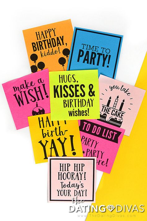 Sticky Notes Birthday Wishes, Sticky Note Birthday Ideas, Birthday Sticky Notes Ideas, Sticky Note Printable, Printable Sticky Notes, Funny Sticky Notes, Bday Decoration, Fun Notes, Sticky Notes Quotes