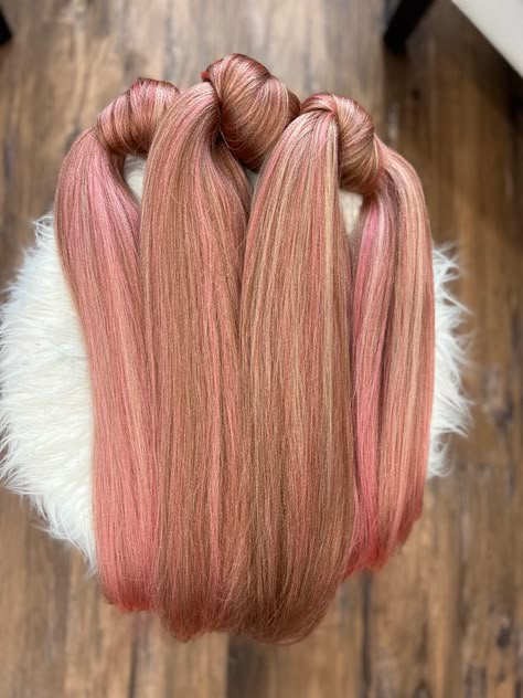 613 And Pink Knotless Braids, Brown And Pink Mixed Braids, Pink Braiding Hair Blend, Color 30 Cornrows, Rose Gold Braiding Hair, Pink And Blonde Hair Black Women Braids, Color 30 And Pink Braids, Pink Brown Blonde Braids, Strawberry Blonde Knotless Braids