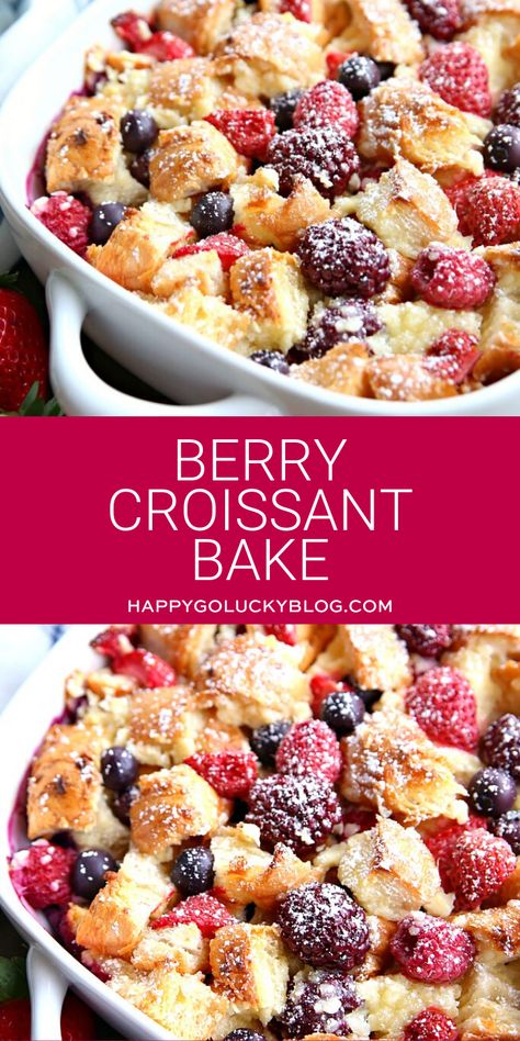 Croissant Breakfast Bake, Croissant Bake, Croissant Breakfast, Berry Breakfast, Breakfast Recipes Indian, Cream Cheese Eggs, Fruit Breakfast, Christmas Breakfast, Breakfast Bake