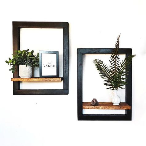 #wallideas hashtag on Instagram • Photos and Videos Float Shelf, Modern Floating Shelves, Wooden Floating Shelves, Frame Shelf, Wood Wall Shelf, Estantes Flotantes, Rustic Shelves, Wooden Shelves, Wooden Walls