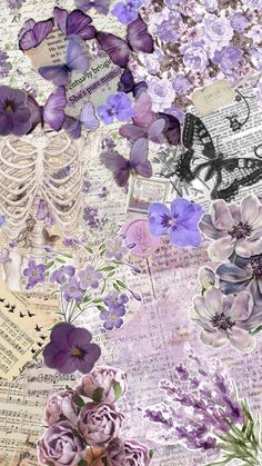 Purple Collage Wallpaper, Collages Aesthetic Vintage, Purple Collage, Blue Background Patterns, Purple Butterfly Wallpaper, Light Purple Wallpaper, Beautiful Butterfly Pictures, Card Making Designs, Pretty Wallpapers Tumblr