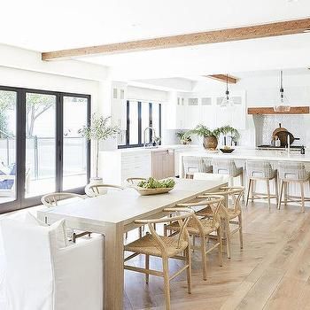 Dining Room design, decor, photos, pictures, ideas, inspiration, paint colors and remodel - Page 4 Salt Interiors, Summit House, Pure Salt Interiors, Beach Dining, Herringbone Wood Floor, Pure Salt, Family Room Walls, Bethany Beach, Oak Table