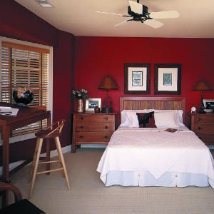 20 reasons to decorate with red | Create a lasting backdrop | See, I'm not the only one who chooses to paint their bedroom walls with a deep redish color! Red Black Bedrooms, Red Bedroom Walls, Decorating With Red, Red Bedroom Design, Home Interior Ideas, Red Bedroom, Bedroom Red, Red Rooms, Red Walls