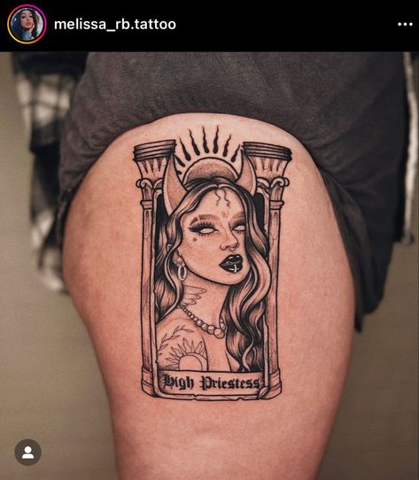 Victorian Tattoo, Priestess Tarot Card, High Priestess Tarot, Tarot Card Tattoo, Tarot Tattoo, The High Priestess, Flash Tattoo Designs, Zodiac Designs, Spiritual Tattoos