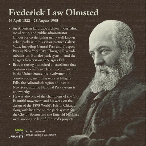 Frederick Law Olmsted Landscapes, Frederick Law Olmsted, Park In New York, Biltmore Estate, Prospect Park, Urban Park, Formal Suits, Landscape Architect, College Art