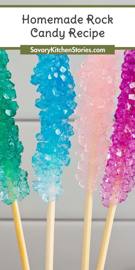 Have you ever wanted to make your own colorful rock candy at home? This easy homemade rock candy recipe will elevate your candy drinks and impress your friends! Save this sweet treat for your next gathering and add a pop of flavor to your favorite beverages! Rock Candy Experiment, Homemade Rock Candy, Rock Candy Recipe, Make Rock Candy, Chocolate Slime, How To Make Rocks, Candy Experiments, Rock Candy Sticks, Hard Candy Recipes