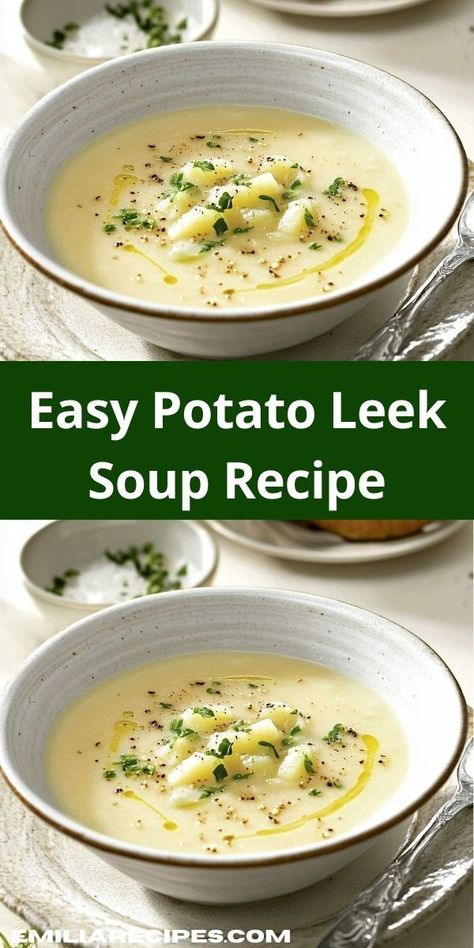 Need a simple yet delicious meal? Discover the magic of Potato Leek Soup, a creamy delight that’s perfect for any occasion. This easy soup recipe brings warmth and comfort to your dinner table. Potato Leek Soup Recipe, Creamy Potato Leek Soup, Leeks Soup Recipes, Creamed Leeks, Potato Leek, Potato Leek Soup, Leek Soup, Creamy Potato, Comfort Dishes