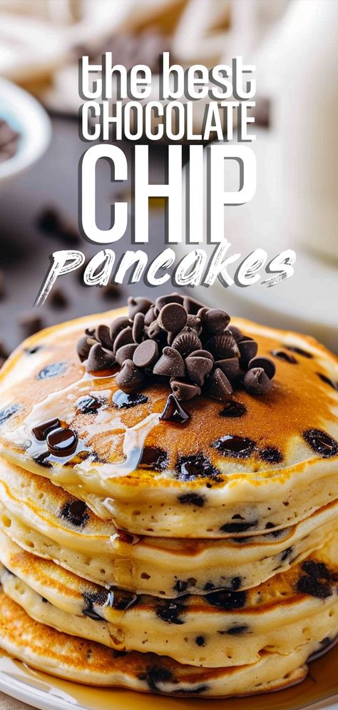 Chocolate Chip Pancakes [25 Minutes] – Chasety Breakfast Ideas Pancakes, Homemade Chocolate Chip Pancakes, Chocolate Chip Pancakes Recipe, Chocolate Breakfast, Pancakes And Bacon, Sweet Potato Breakfast, Chocolate Chip Pancakes, Tasty Pancakes, Choco Chips