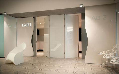 Genetic Laboratory in Sofia,Bulgaria on Behance Laboratory Interior Design, Genetic Laboratory, Laboratory Interior, Laboratory Idea, Future Interior Design, Clinical Laboratory, Laboratory Design, Frosted Glass Door, Hospital Interior