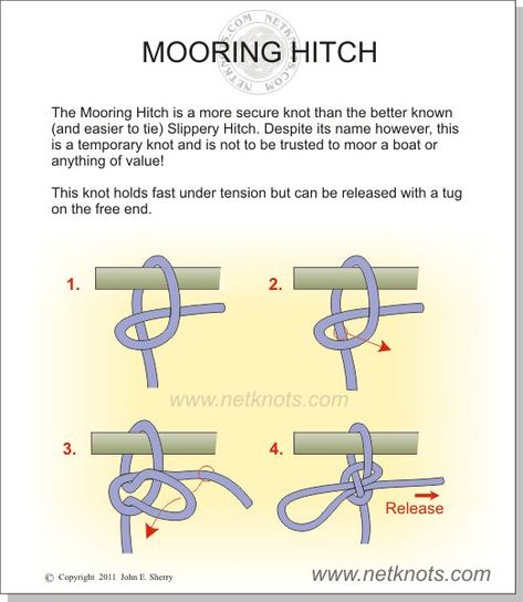 Although a more secure knot than the Slippery Hitch, this knot is only a temporary knot. Quick Release Knot, Monkey Knot, Simpul Dasi, How To Tie A Knot, Sailing Knots, 1000 Lifehacks, Camping Knots, Survival Knots, Knots Guide