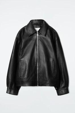 Women's Jackets & Coats - COS Leder Jacket, Frazzled English Woman, Casual Leather Jacket, Winter Ball, Scarf Jacket, Clothing Wishlist, Basic Jackets, Oversized Jacket, Leather Jacket Black