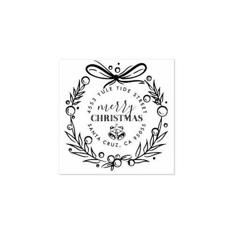 Nice Lettering, Christmas Stamps Rubber, Christmas Drawings, Hand Drawn Christmas, Christmas Cups, Wreath Drawing, Sign Making, Envelope Art, Merry Christmas Santa