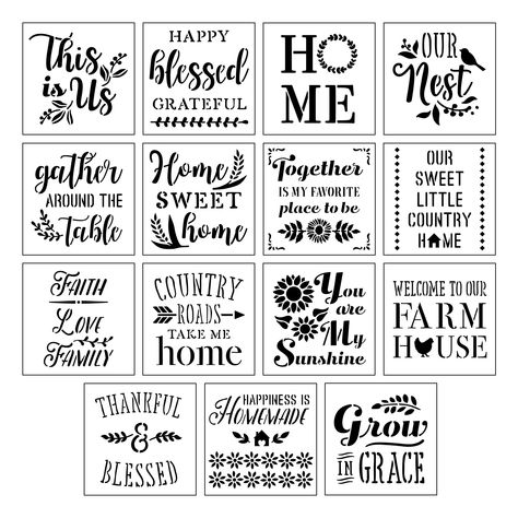 Home Sentiments Stencils by Craft Smart®, 12" x 12" | Michaels Printer Crafts, Welcome Stencil, Crafting Business, Retail Ideas, Expressing Yourself, Stencils For Wood Signs, Door Signs Diy, Profound Quotes, Grow In Grace