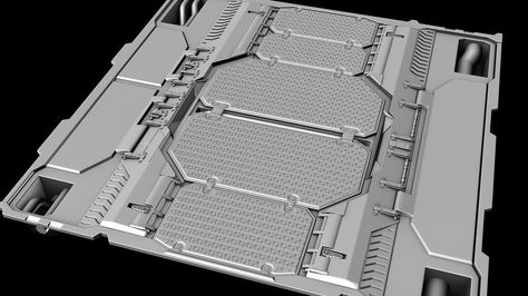 WIP Sci-fi floor, Steve Henricks on ArtStation at https://www.artstation.com/artwork/4RGqW Scifi Corridor, Sci Fi Hallway, Scifi Building, Sci Fi Floor, Scifi Environment, Scifi Interior, Sci Fi Wall, Sci Fi Building, Gif Terror