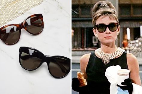 Shop Audrey Hepburn's 'Breakfast at Tiffany's' sunglasses for under $100 Breakfast At Tiffany's Sunglasses, Audrey Hepburn Glasses, Audrey Hepburn Sunglasses, Hollywood Sunglasses, Audrey Hepburn Hat, Audrey Hepburn Breakfast At Tiffanys, George Peppard, Tiffany Sunglasses, Woman Aesthetic