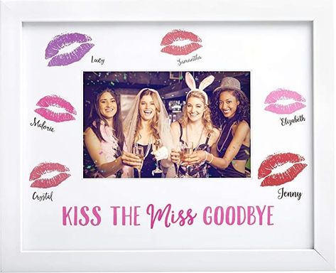 Kate & Milo Bachelorette Signature Frame, Bachelorette Party Keepsake Picture Frame, Bachelorette Guest Book Alternative for Bride to Be, White Kiss The Miss Goodbye, Human Body Model, Lipstick Print, Perfect Bridal Shower Gift, Bottle Tattoo, Guest Book Alternative, Girl Sign, Bachelorette Party Gifts, Future Bride