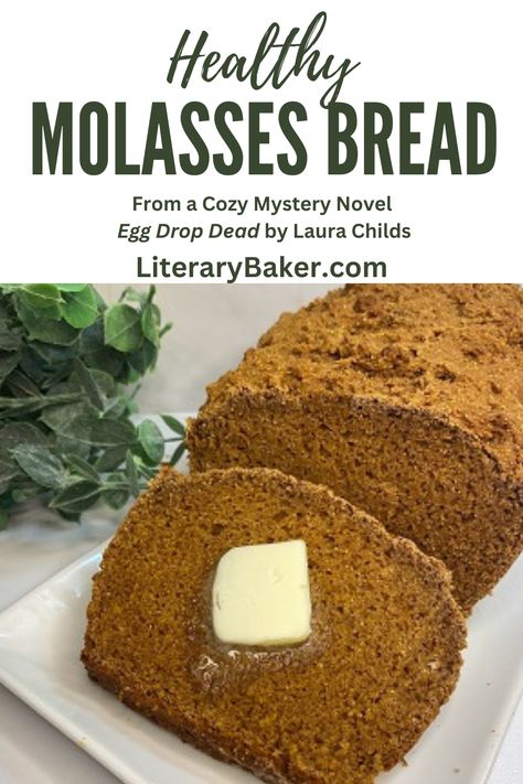 Easy to make. Healthy Molasses Bread. This recipe comes from a cozy mystery from @LauraChilds   https://literarybaker.com/healthy-molasses-bread-recipe-and-book-review/ #Read #Bake #Bookstagram #Bookswithrecipes #novelswithrecipes #recipe #cozymystery #bookreview Laura Childs Recipes, Molasses Bread Recipe, Bread In A Can, England Recipes, Boston Brown Bread, Molasses Bread, Graham Flour, Molasses Recipes, Boston Food