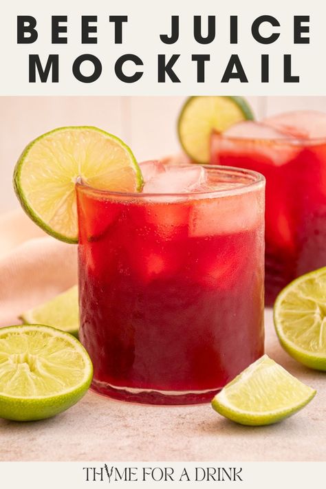 The Beets Me: Beet Juice Mocktail - Thyme For A Drink Mocktail With Beet Juice, Beet Drink Recipes, Beet And Apple Juice, Beet Mocktail, Beet Juice Benefits, Beetroot Juice Recipe, Healthy Mocktails, Beet Kvass, Cocktail Syrups