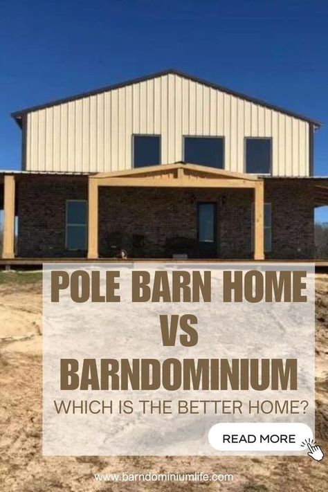 Barndominium vs. Pole Barn Home: Discover the unique features of each and decide which one suits your lifestyle! Pole Barns With Living Quarters, Pole Barn With Apartment, Barn With Apartment, Party Barn Interior, Pole Barn Interior, Pole Barn With Living Quarters, Small Pole Barn, Pole Barn Home, Pole Barn Loft Ideas