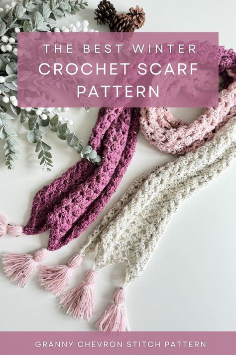 Snow Country Super Scarf, Fair Isle Crochet Scarf, Crochet Scarf Granny Stitch, Crochet Scarf For Women, Crochet Scarf Length Chart, Chevron Crochet Scarf, Blanket Yarn Scarf Patterns, Crochet Granny Stitch Scarf, Crochet Christmas Scarves