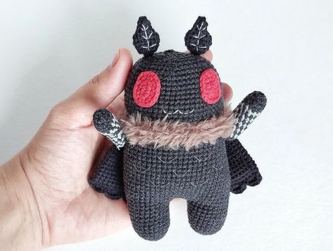 Mothman Plush Amigurumi Pattern Crochet Toys. Horror Crochet | Etsy Mothman Plush, Horror Crochet, Crochet Pattern Amigurumi, Fun Crochet Projects, Halloween Crochet, Diy Crochet Projects, Crochet Toys Patterns, Amigurumi Free Pattern, Pattern Crochet